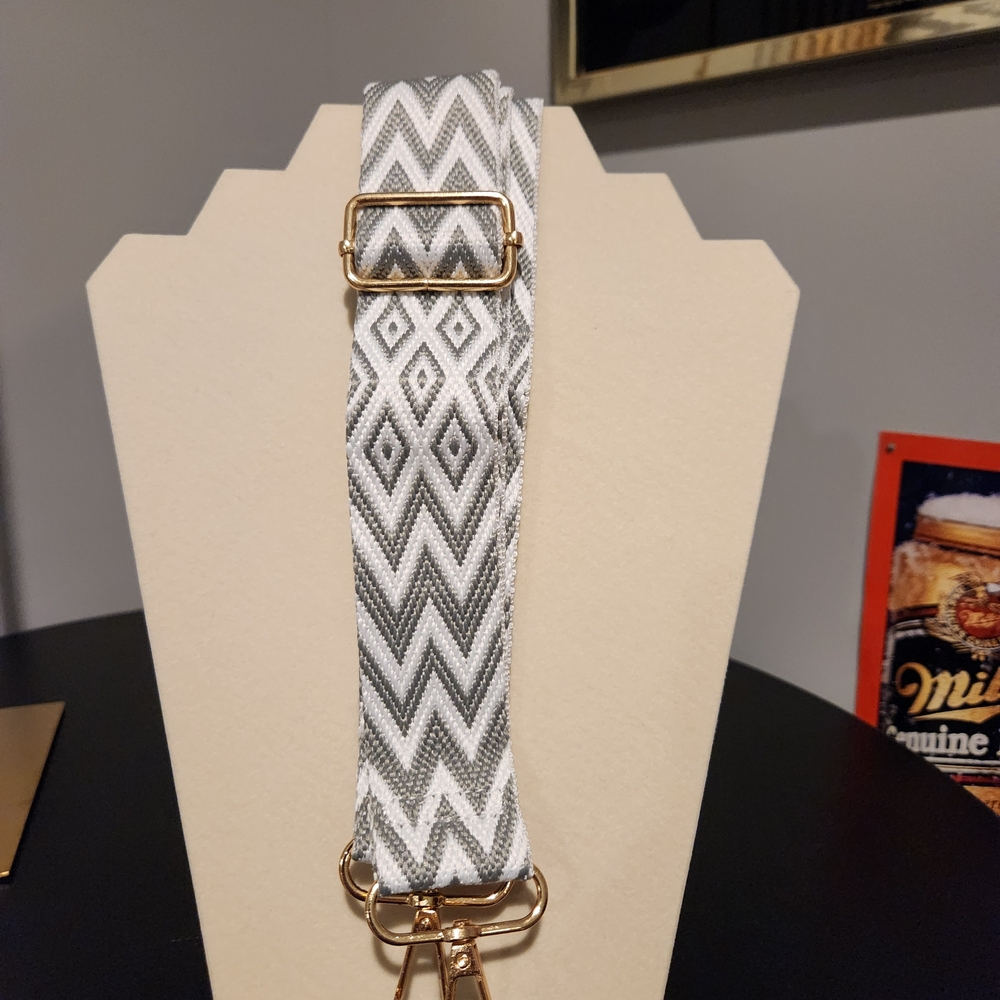 Gray and White Geometric Strap